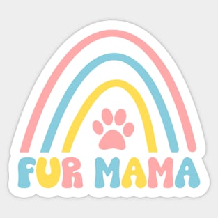 Fur Mama Rainbow and Paw Print Design Sticker